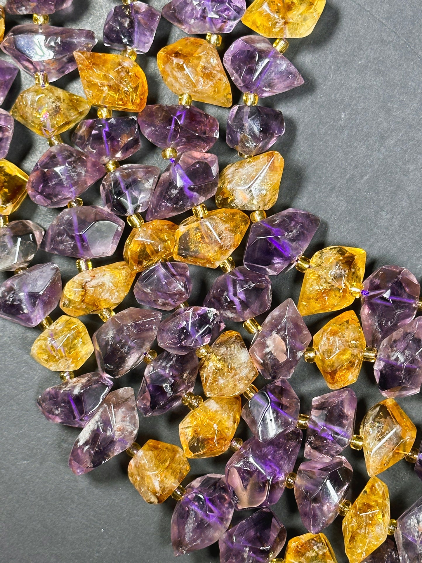 AAA Natural Ametrine Gemstone Bead Nugget Shape, Beautiful Natural Purple Orange Color Ametrine Gemstone Excellent Quality Full Strand 15.5"