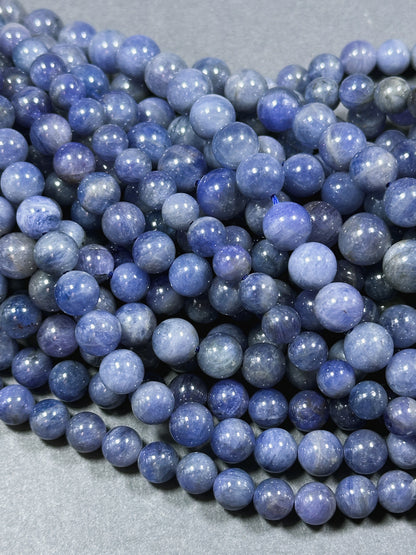 AA Natural Tanzanite Gemstone Bead 6mm 7mm 8mm 9mm Round Bead, 100% Natural Purple Blue Color Excellent High Quality Tanzanite Bead 15.5"