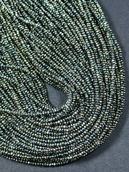 Beautiful Chinese Crystal Glass Beads, Faceted 2mm Rondelle Shape Beads, Gorgeous Iridescent Metallic Silver Color Crystal Glass Beads 15.5"