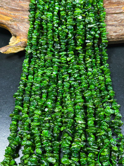 Natural Green Peridot Gemstone Bead 10-15mm Freeform Chip Shape, Gorgeous Dark Green Peridot Stone Bead Great Quality Full Strand 15.5"