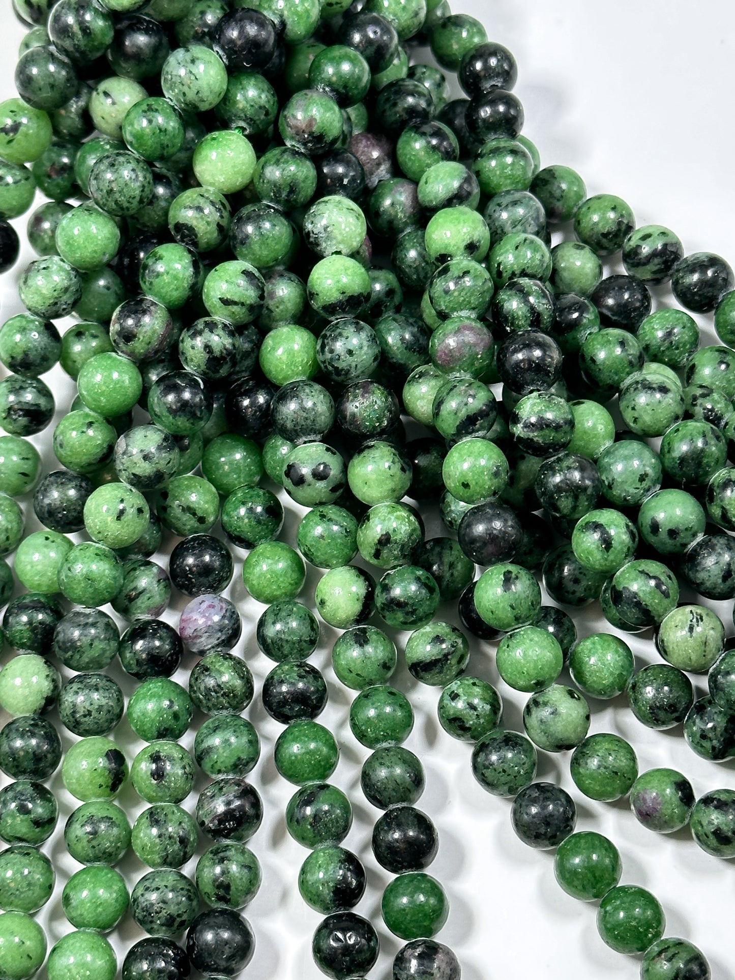 NATURAL Ruby Zoisite Gemstone Bead 4mm 6mm 8mm 10mm Round Beads, Beautiful Green Ruby Red Color Zoisite Gemstone, Full Strand 15.5"