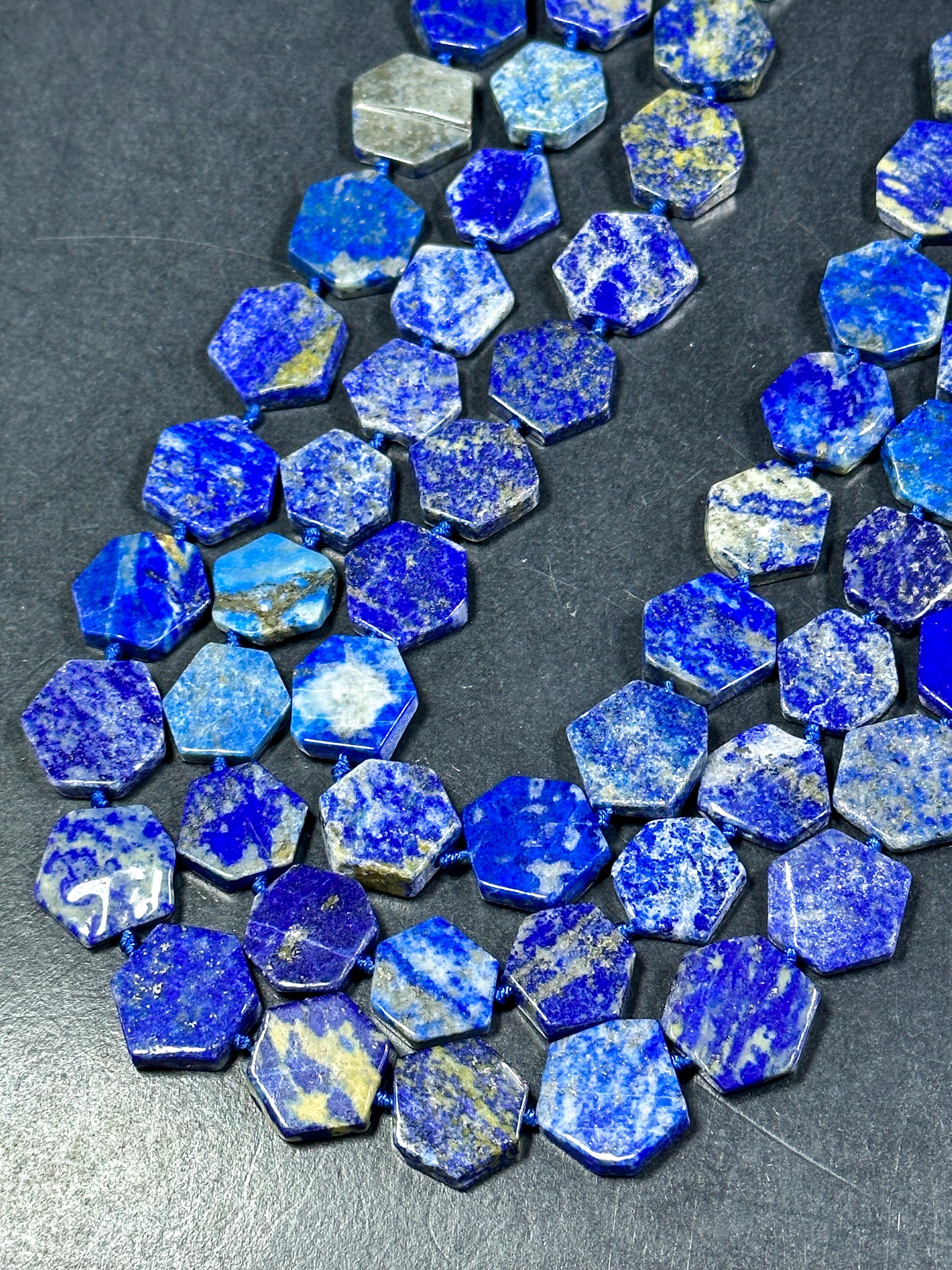 NATURAL Lapis Lazuli Gemstone Bead 13mm 15mm Hexagon Shape, Gorgeous Natural Blue Color Lapis Lazuli Gemstone Loose Beads Full Strand 15.5"