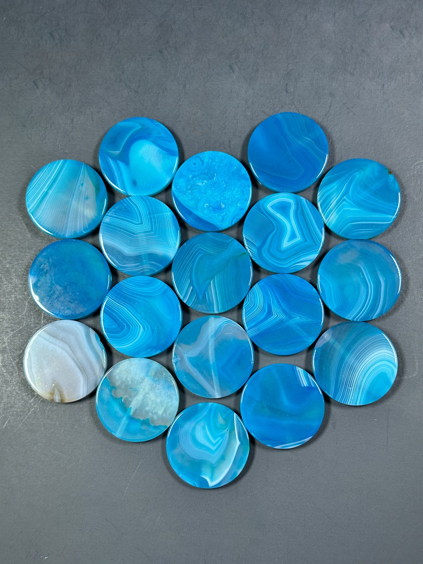 NATURAL Botswana Agate Gemstone Bead 25mm 30mm Coin Shape Beads, Gorgeous Blue Color Botswana Agate Gemstone Beads, LOOSE Gemstone Beads