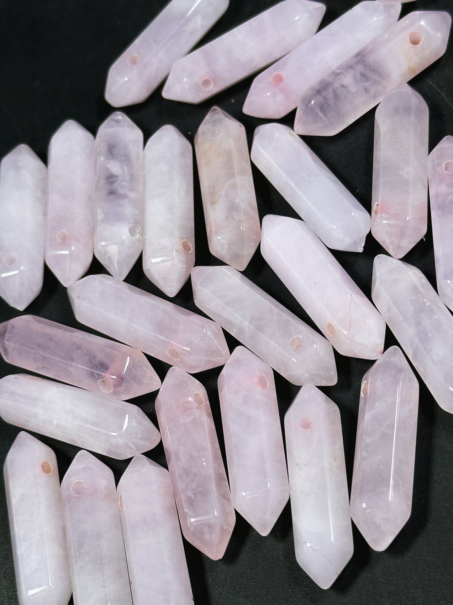 AAA Natural Rose Quartz Gemstone Bead Faceted 33x8mm Double Point Shape Beautiful Natural Pink Rose Quartz Gemstone Bead Focal Pendant Piece