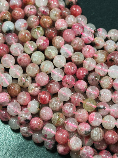 AA Natural Sakura Rhodonite Gemstone Bead 6mm 8mm 10mm Round Beads, Gorgeous Natural Pink Rhodonite Beads, Excellent Quality 15.5" Strand