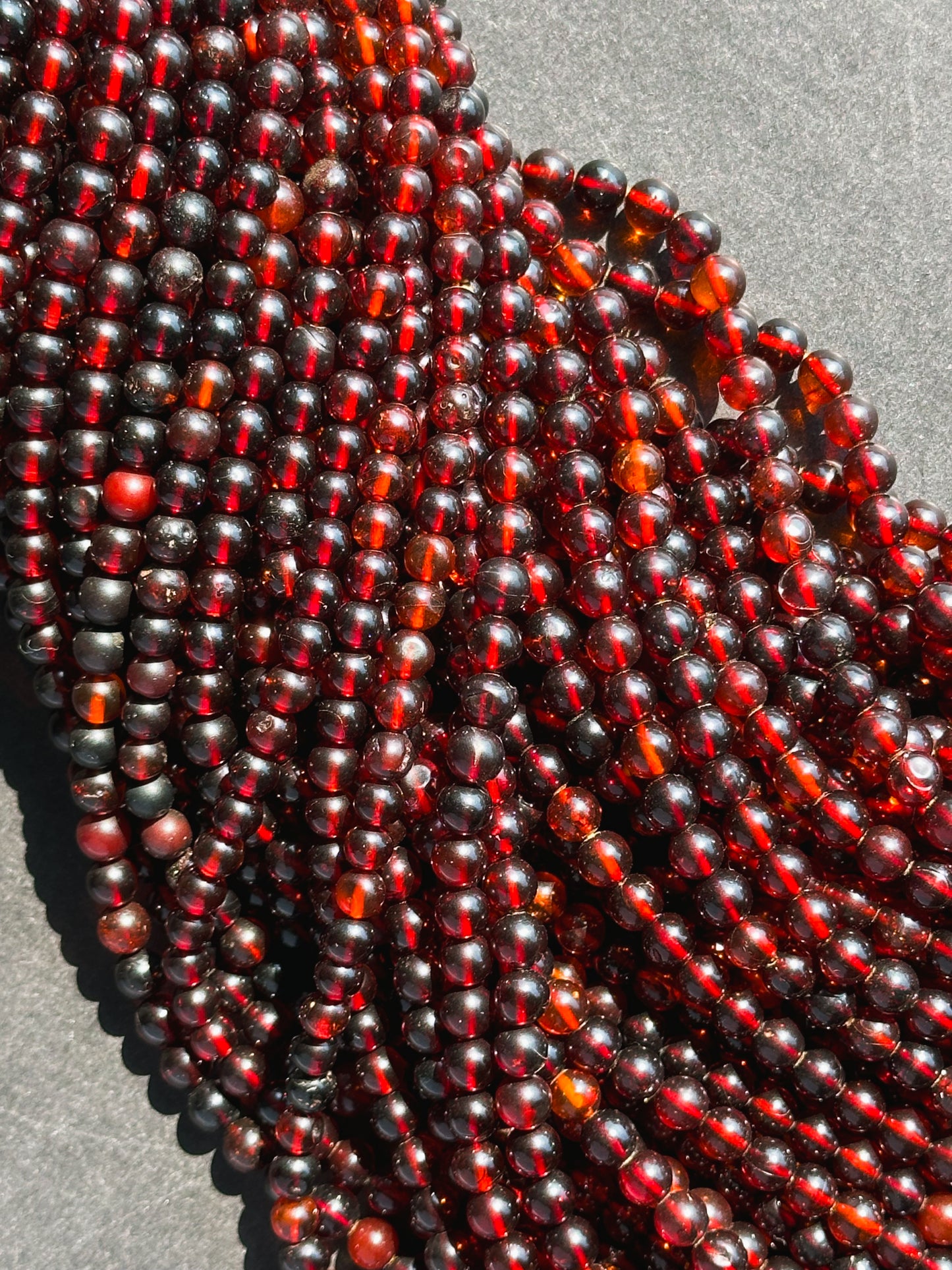 Natural Baltic Gold Gemstone Bead 5mm Round Beads, Beautiful Natural Dark Red Brown Color Baltic Gold Bead Great Quality Full Strand 15.5"