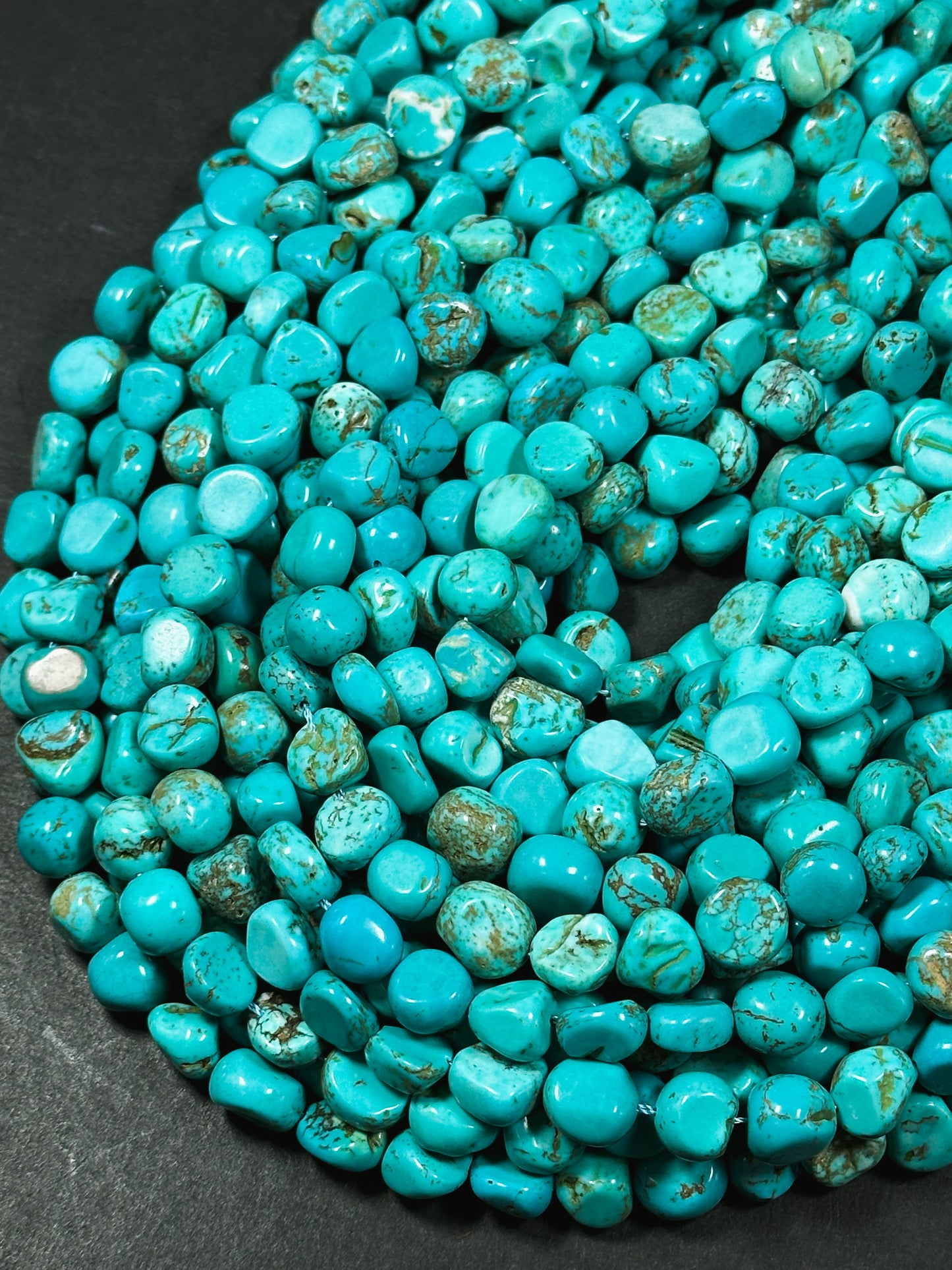 Natural Chinese Turquoise Gemstone Bead 9-12mm Freeform Pebble Shape, Beautiful Natural Blue Color Turquoise Beads, Full Strand 15.5"