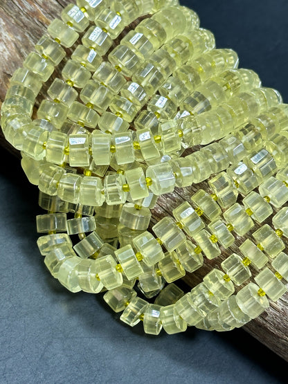 NATURAL Lemon Quartz Gemstone Bead 10-11mm Rondelle Shape Beads, Beautiful Yellow Color Lemon Quartz Gemstone Bead. Full Strand 15.5