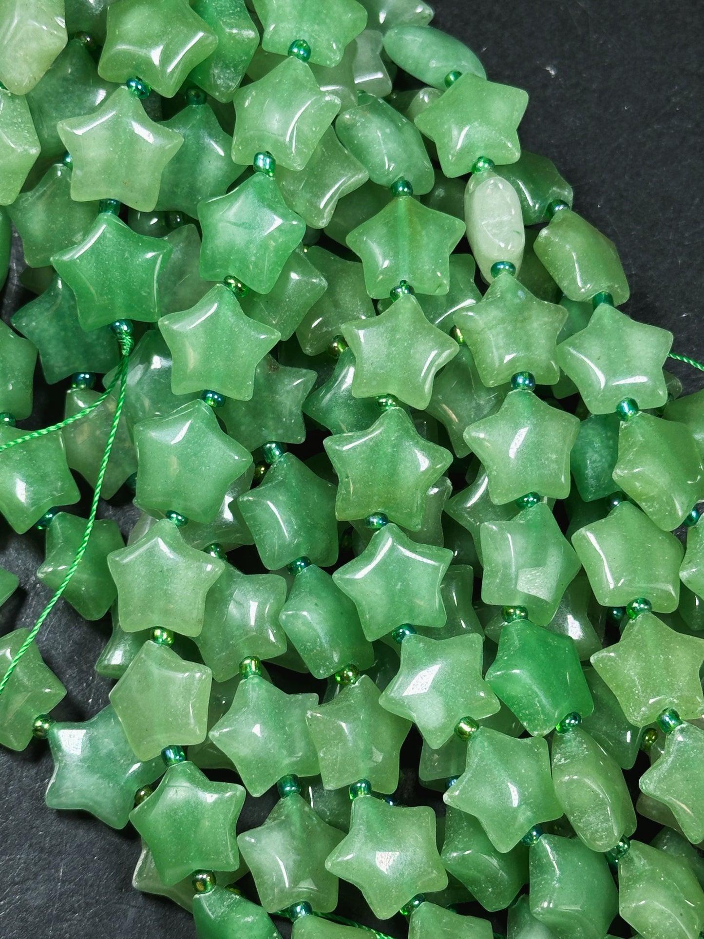 Natural Aventurine Gemstone Bead 15mm Star Shape Bead, Beautiful Natural Green Jade Color Aventurine Beads Great Quality Full Strand 15.5"