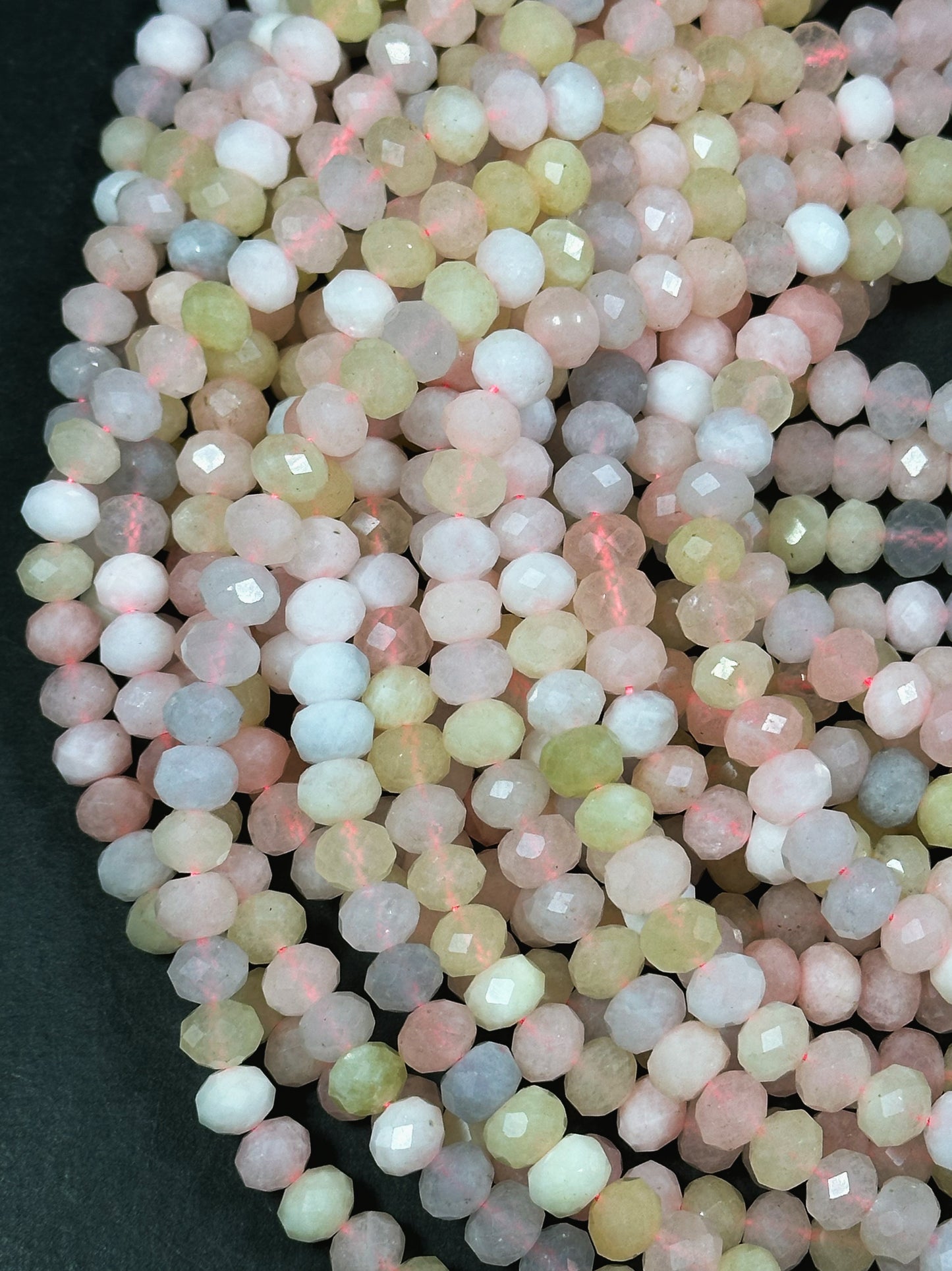 Natural Morganite Gemstone Bead Faceted 6x4mm 8x5mm Rondelle Shape, Beautiful Natural Pastel Pink Purple Yellow Color Morganite Beads 15.5" Strand