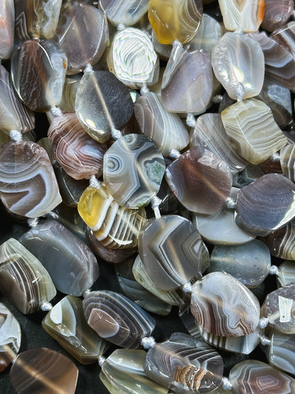 AAA Natural Botswana Agate Gemstone Bead 16x13mm Oval Shape, Beautiful Natural Brown Beige Gray Color Agate Beads, Excellent Quality 15.5"