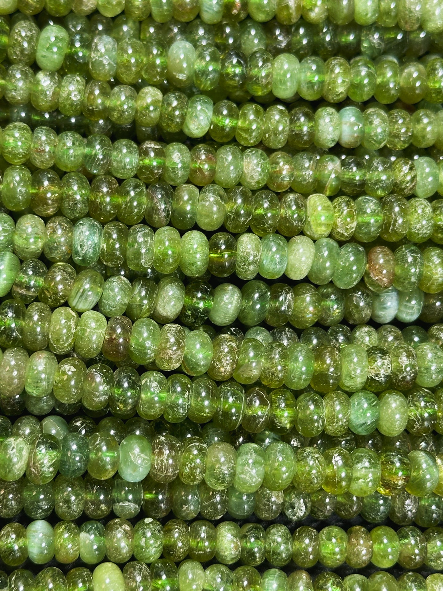 AAA Natural Green Garnet Gemstone Bead 4x2mm 6x3mm Rondelle Shape, Gorgeous Natural Green Color Garnet Bead, Excellent Quality Full Strand 15.5"