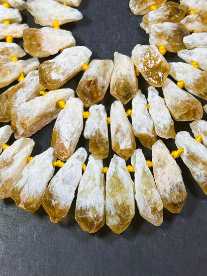 Natural Raw Citrine Gemstone Bead Freeform Teardrop Shape, Beautiful Natural Orange White Color Raw Citrine Gemstone Bead Full Strand 15.5"