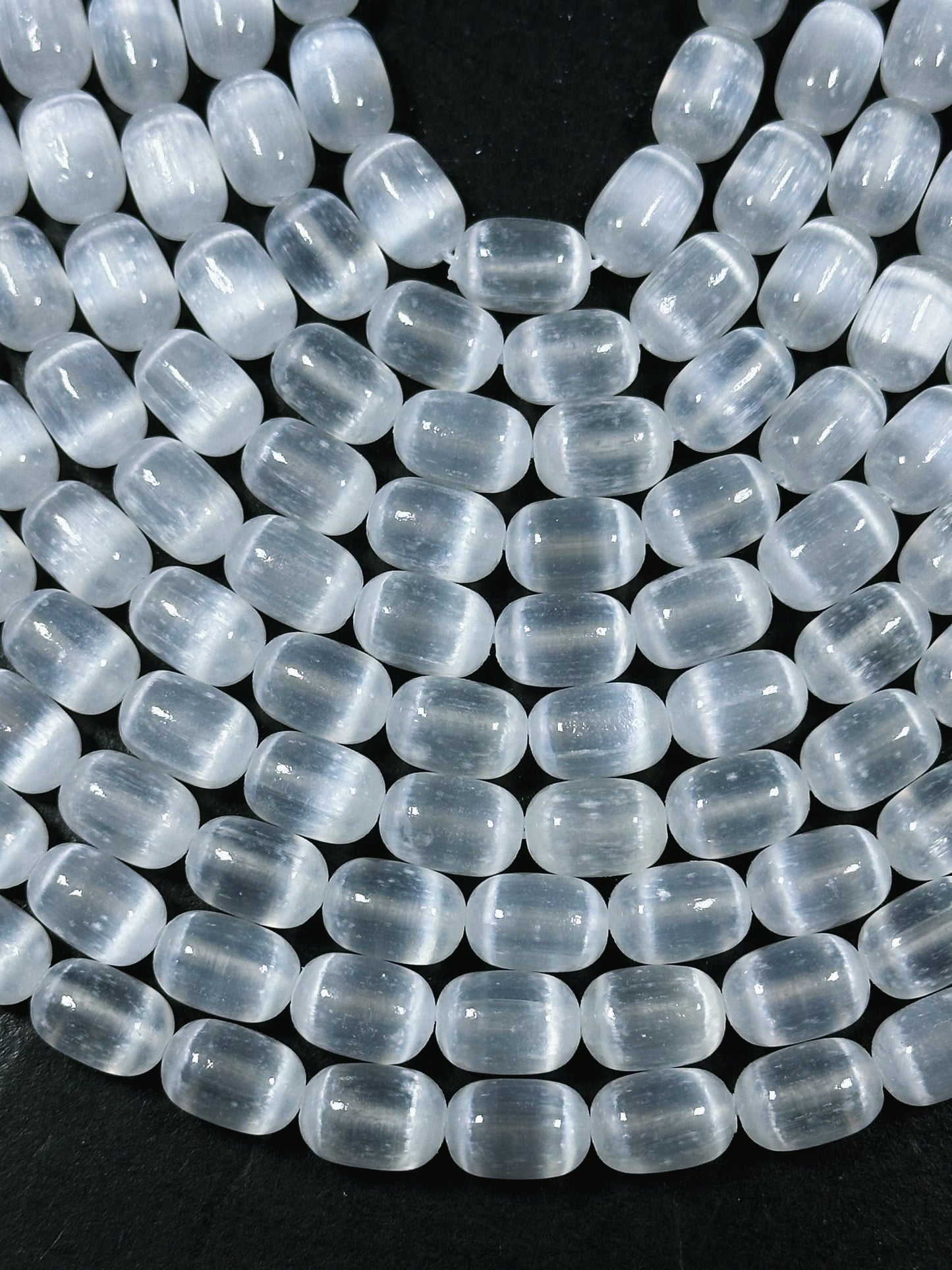 Natural Selenite Gemstone Bead 12x8mm Tube Shape Bead, Beautiful Natural White Color Selenite Gemstone Bead, Great Quality Full Strand 15.5"