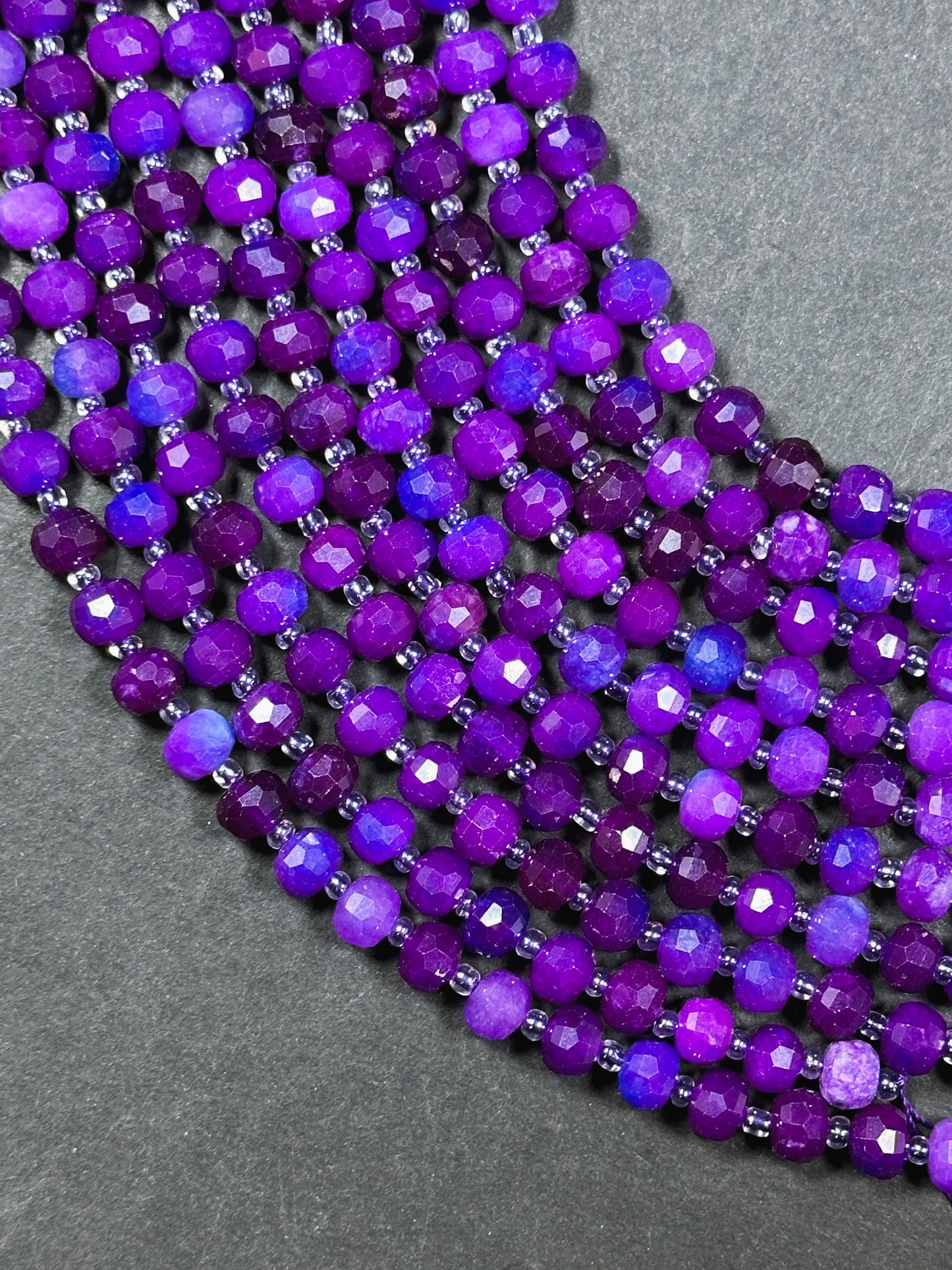Natural Sugilite Gemstone Faceted 8x6mm Rondelle Shape Beads