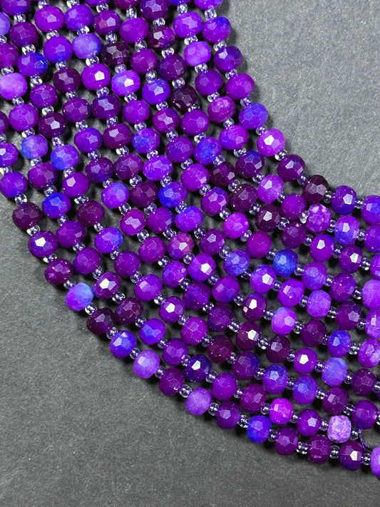 Natural Sugilite Gemstone Faceted 8x6mm Rondelle Shape Beads, Beautiful Natural Purple Heat Treated Color Sugilite Stone Beads 15.5" Strand