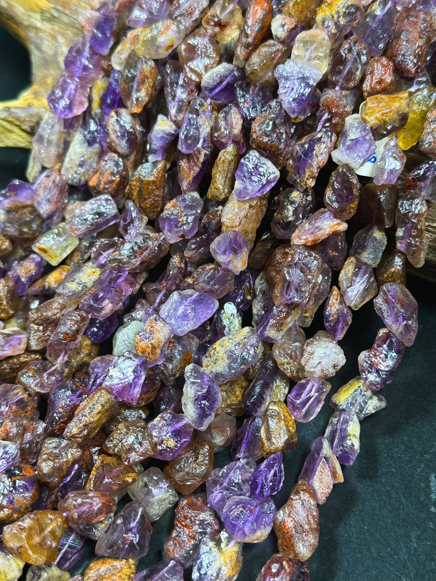 Natural Raw Super 7 Gemstone Bead Freeform Nugget Shape Bead, Beautiful Natural Purple Color Raw Super 7 Gemstone Bead, Full Strand 15.5"