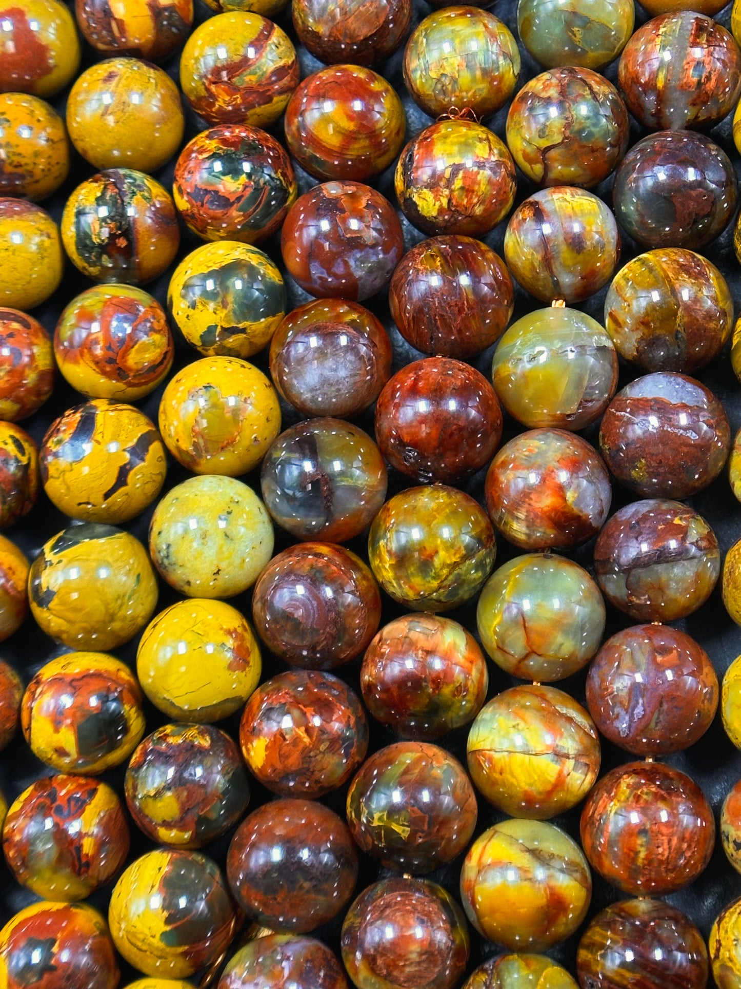 Natural Golden Pietersite Gemstone Bead 6mm 8mm 9mm 10mm 11mm Round Bead, Gorgeous Gold Orange Red Pietersite Bead, Excellent Quality 15.5