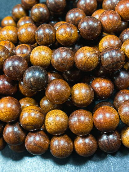 Natural Black Rosewood Beads 6mm 8mm 10mm Round Beads, Natural Dark Brown Aromatic Wood Meditation Prayer Mala Beads Full Strand 15.5"