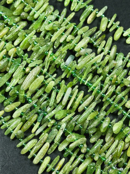 Natural Green Kyanite Gemstone Bead Graduated Stick Shape, Gorgeous Natural Green Color Kyanite Gemstone Bead Great Quality Full Strand 15.5"