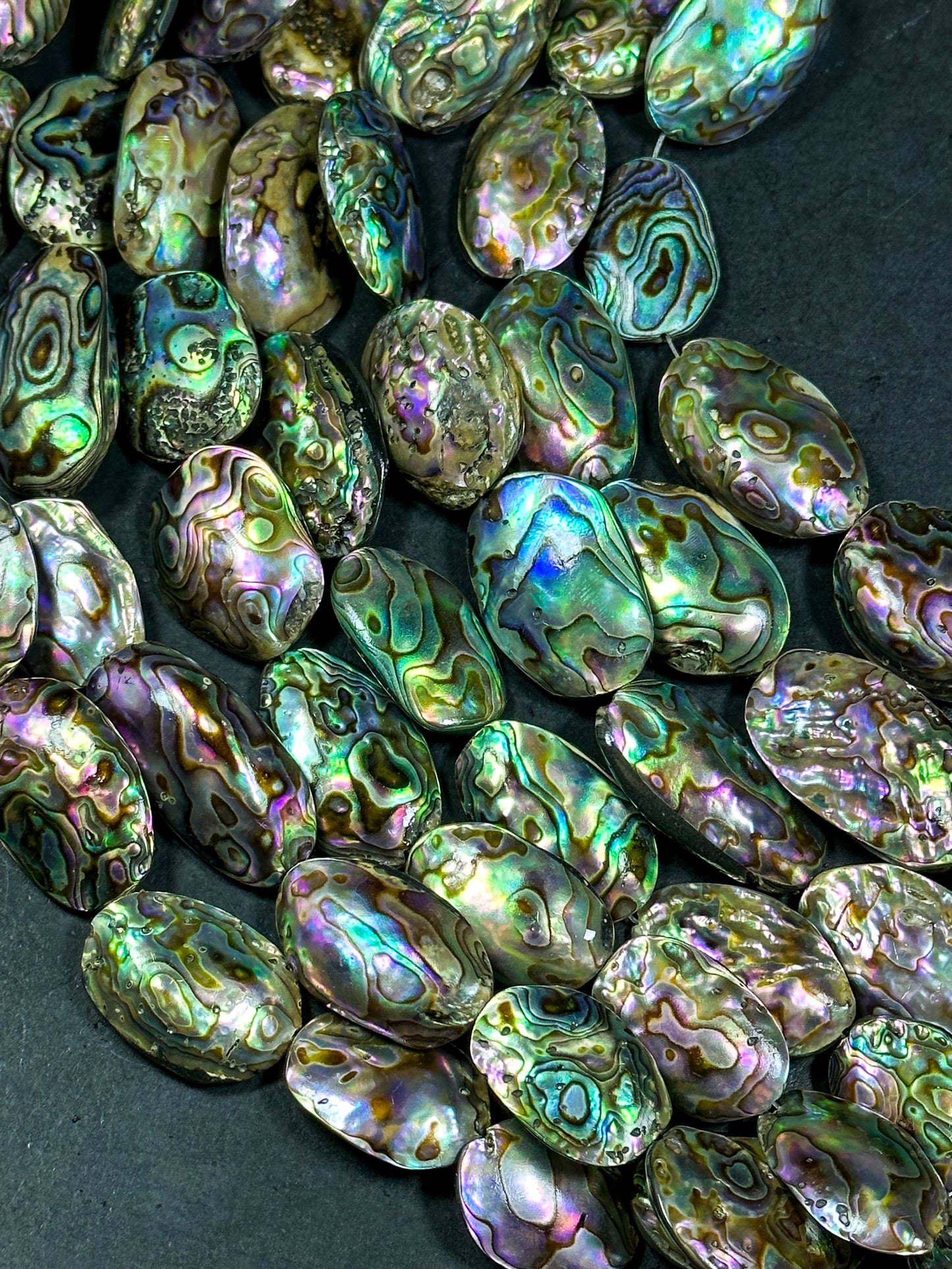 AAA Natural Abalone Shell Bead 26x20mm Oval Shape, Gorgeous Natural Rainbow Peacock Color Abalone Shell Excellent Quality Full Strand 15.5"