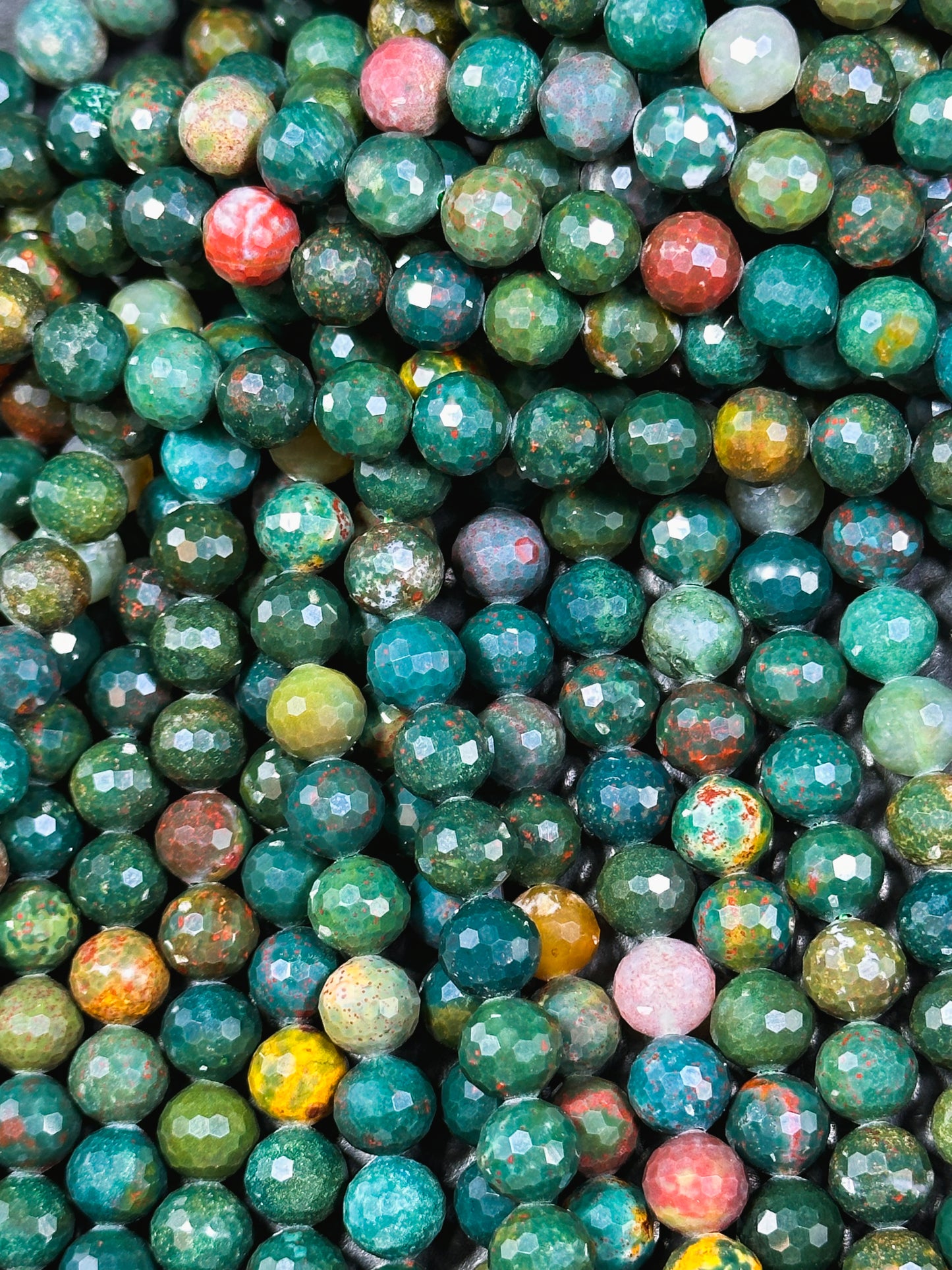 NATURAL Bloodstone Gemstone Bead Faceted 6mm 8mm 10mm 12mm Round Bead, Beautiful Natural Green Color Bloodstone Gemstone Bead 15.5"