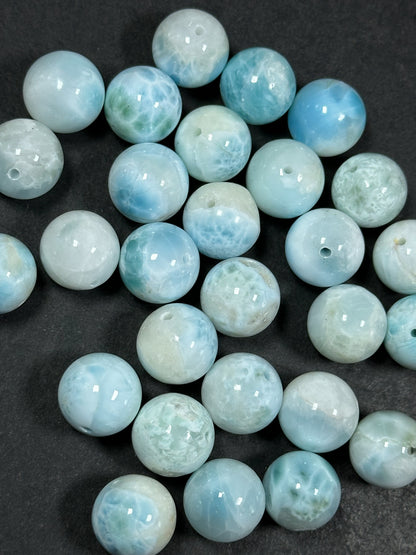 AAA Natural Larimar Gemstone Beads 14mm Round Beads, Beautiful Natural Blue White Color Genuine Larimar Gemstone Beads, LOOSE BEADS (1pc)