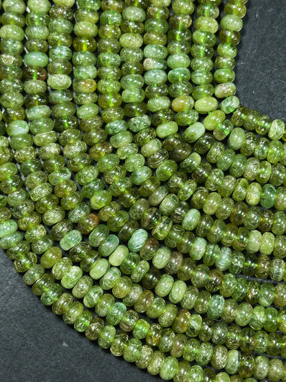 AAA Natural Green Garnet Gemstone Bead 4x2mm 6x3mm Rondelle Shape, Gorgeous Natural Green Color Garnet Bead, Excellent Quality Full Strand 15.5"