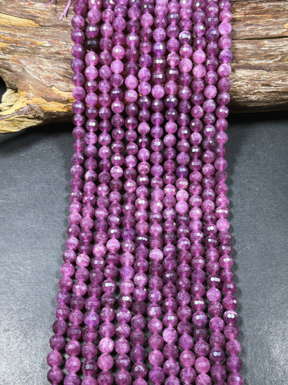 Natural Purple Ruby Quartz Gemstone Bead Faceted 6mm 8mm Round Beads, Beautiful Purple Color Ruby Quartz Stone Beads Full Strand 15.5"