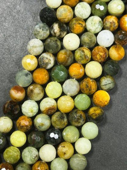 Natural Flower Jade Gemstone Bead Faceted 6mm 8mm 10mm Round Beads, Gorgeous Natural Multicolor Flower Jade Gemstone Beads Full Strand 15.5"