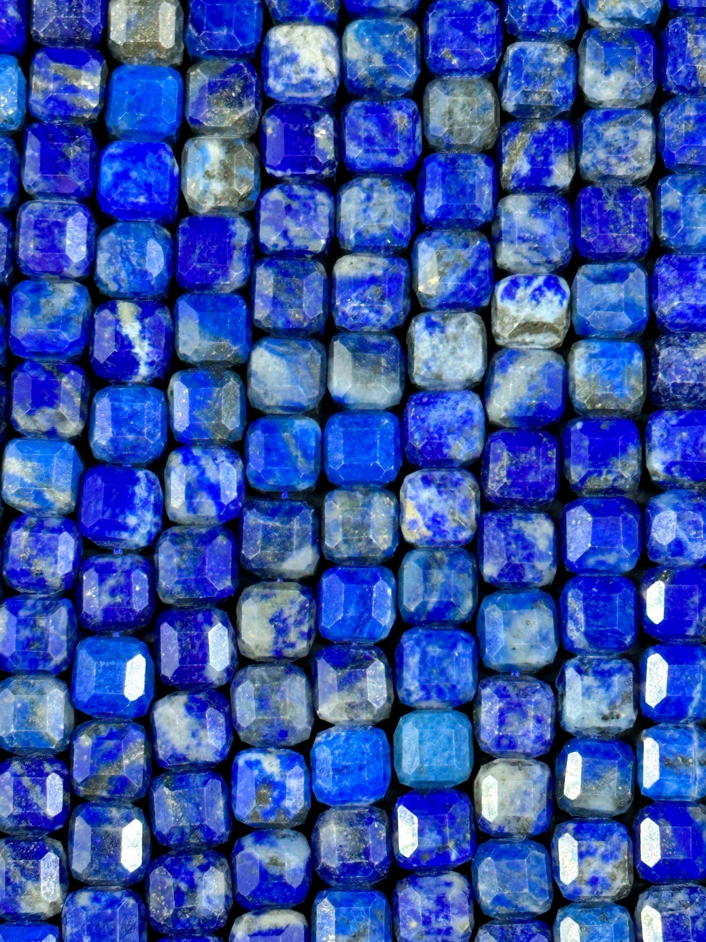 NATURAL Lapis Lazuli Gemstone Bead, Faceted 6mm Cube Shape Beads. Beautiful Natural Blue Color Lapis Lazuli Gemstone Beads Full Strand 15.5"