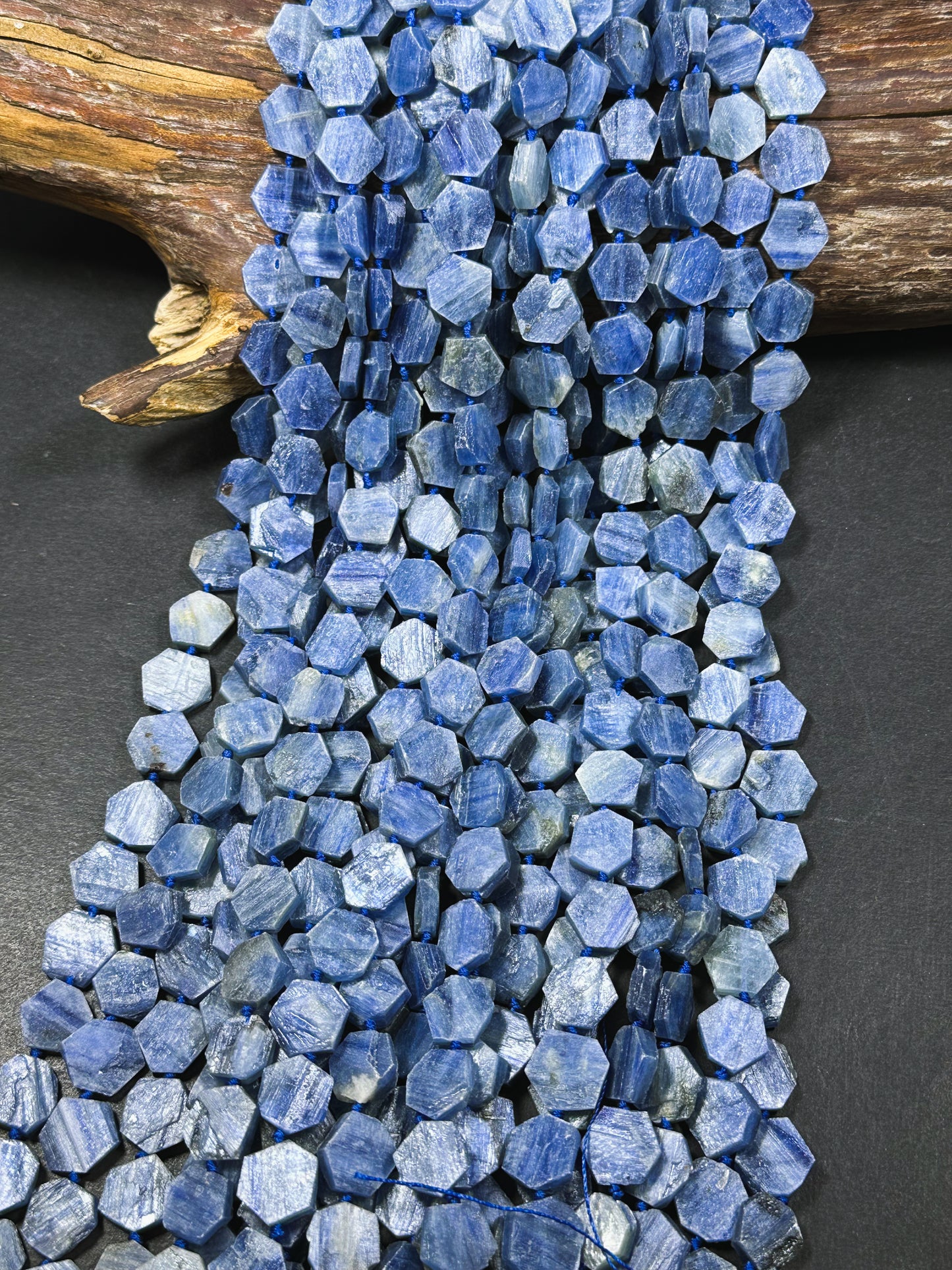 Natural Kyanite Gemstone Bead 14mm Hexagon Shape Bead, Beautiful Natural Blue Color Kyanite Gemstone Beads, Great Quality Full Strand 15.5"