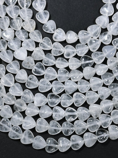 Natural Moonstone Gemstone Bead 10mm Heart Shape Bead, Beautiful Natural White Moonstone Gemstone Bead Great Quality Full Strand 15.5"