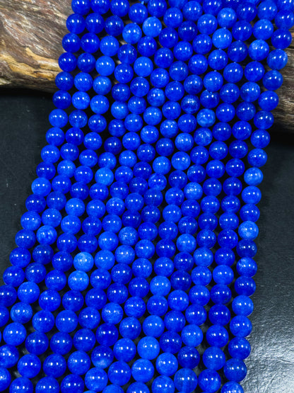 Natural Blue Jade Gemstone Bead 6mm 8mm 10mm Round Beads, Beautiful Blue Dyed Color Jade Gemstone Beads, Great Quality Full Strand 15.5"