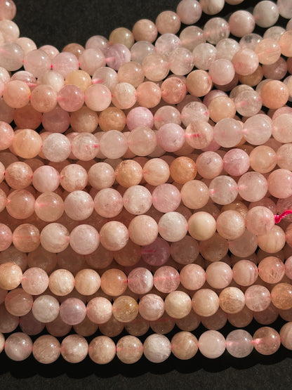 AAA Natural Morganite Gemstone 6mm 8mm Round Beads, Beautiful Natural Pink Morganite Gemstone Beads, Excellent Quality Full Strand 15.5"