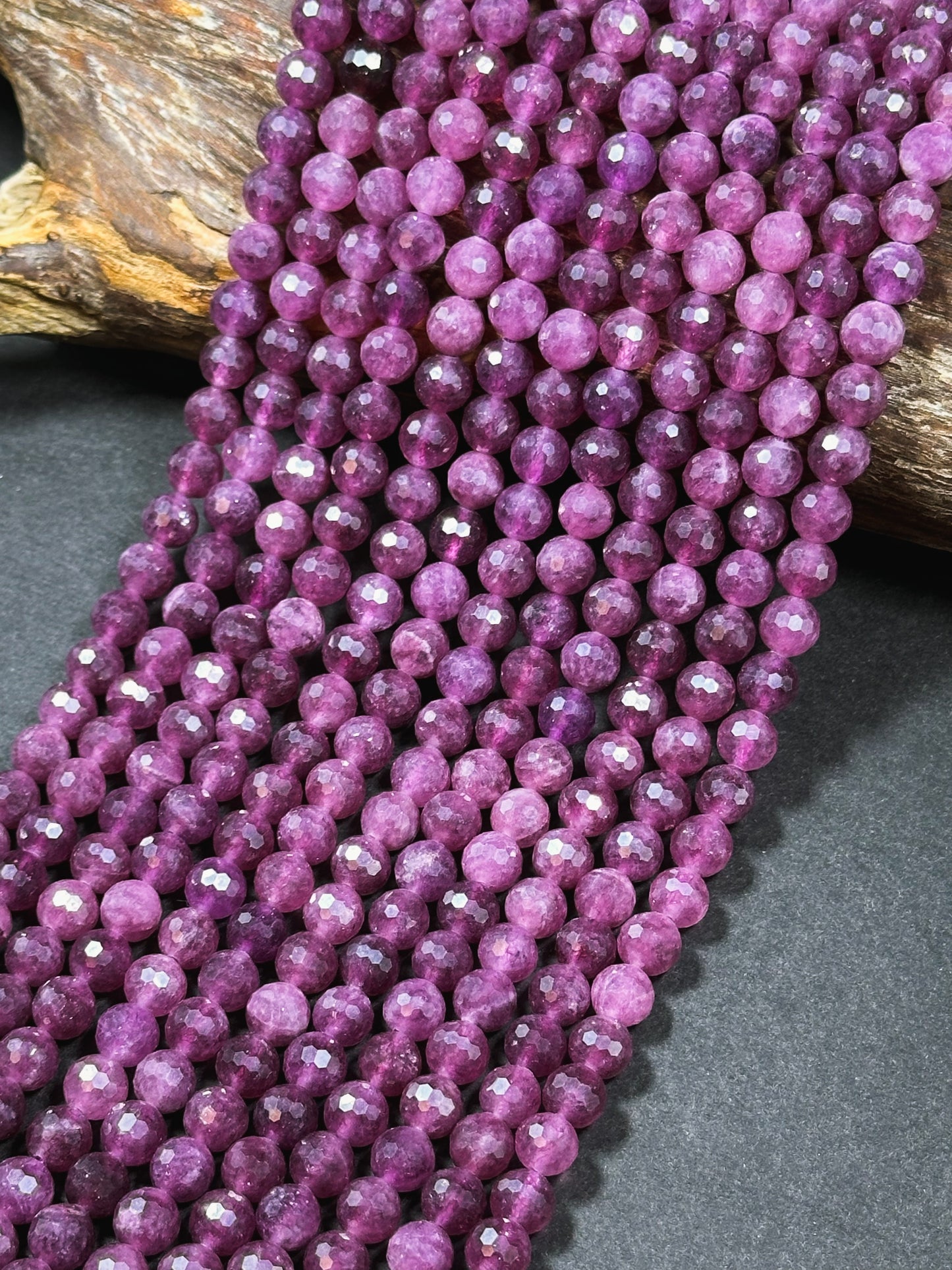 Natural Purple Ruby Quartz Gemstone Bead Faceted 6mm 8mm Round Beads, Beautiful Purple Color Ruby Quartz Stone Beads Full Strand 15.5"