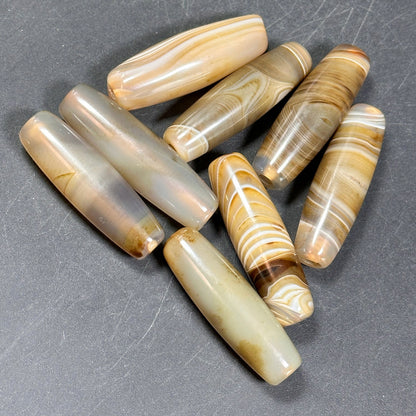 AAA Natural Botswana Agate Gemstone Bead 30x12mm Barrel Shape, Beautiful Natural Brown Beige Color Botswana Agate Gemstone Bead, LOOSE BEADS