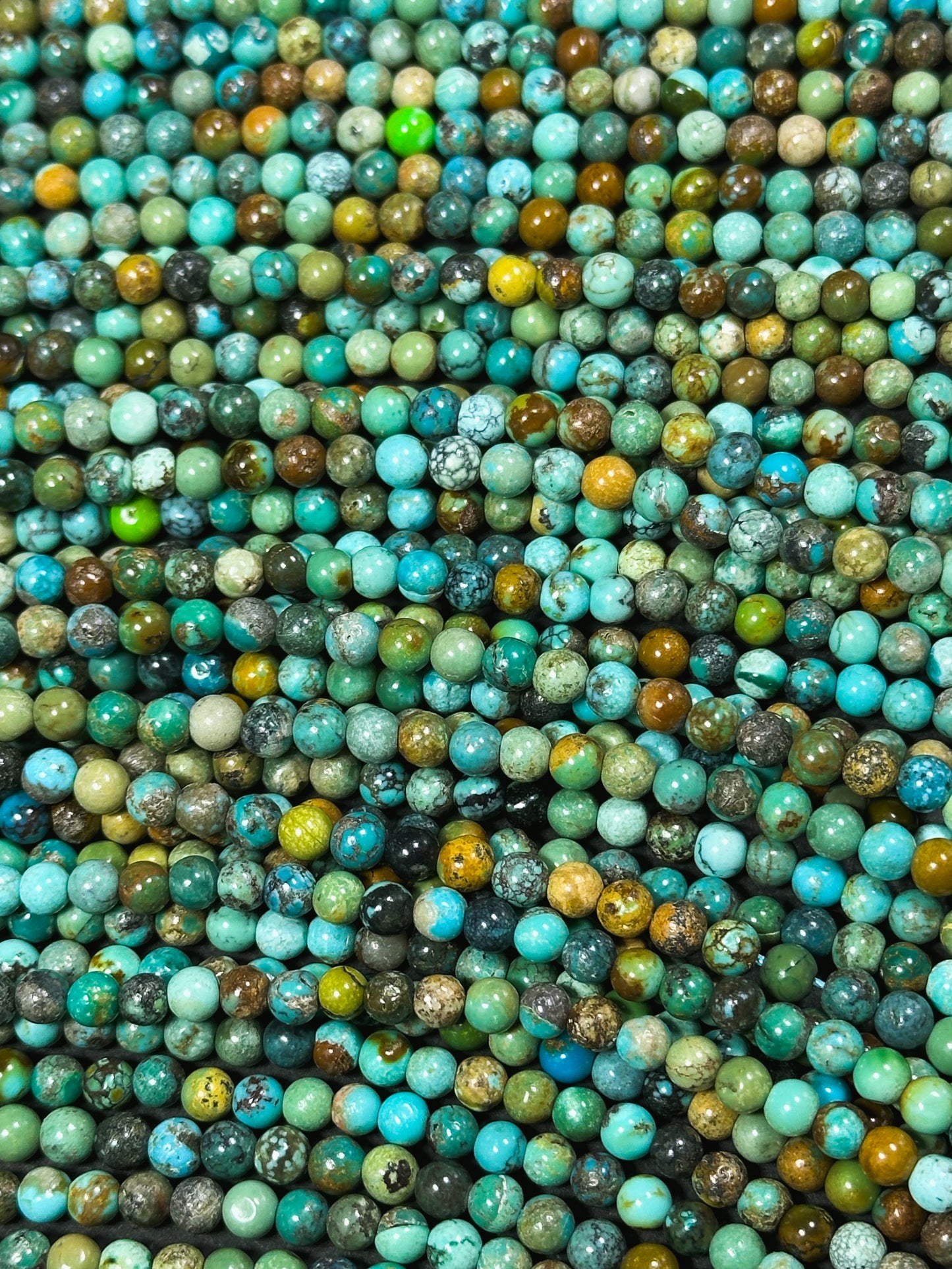 Natural Turquoise Gemstone Bead 4mm Round Beads, Beautiful Natural Blue Green Color Hubei Chinese Turquoise Stone Beads Full Strand 15.5"