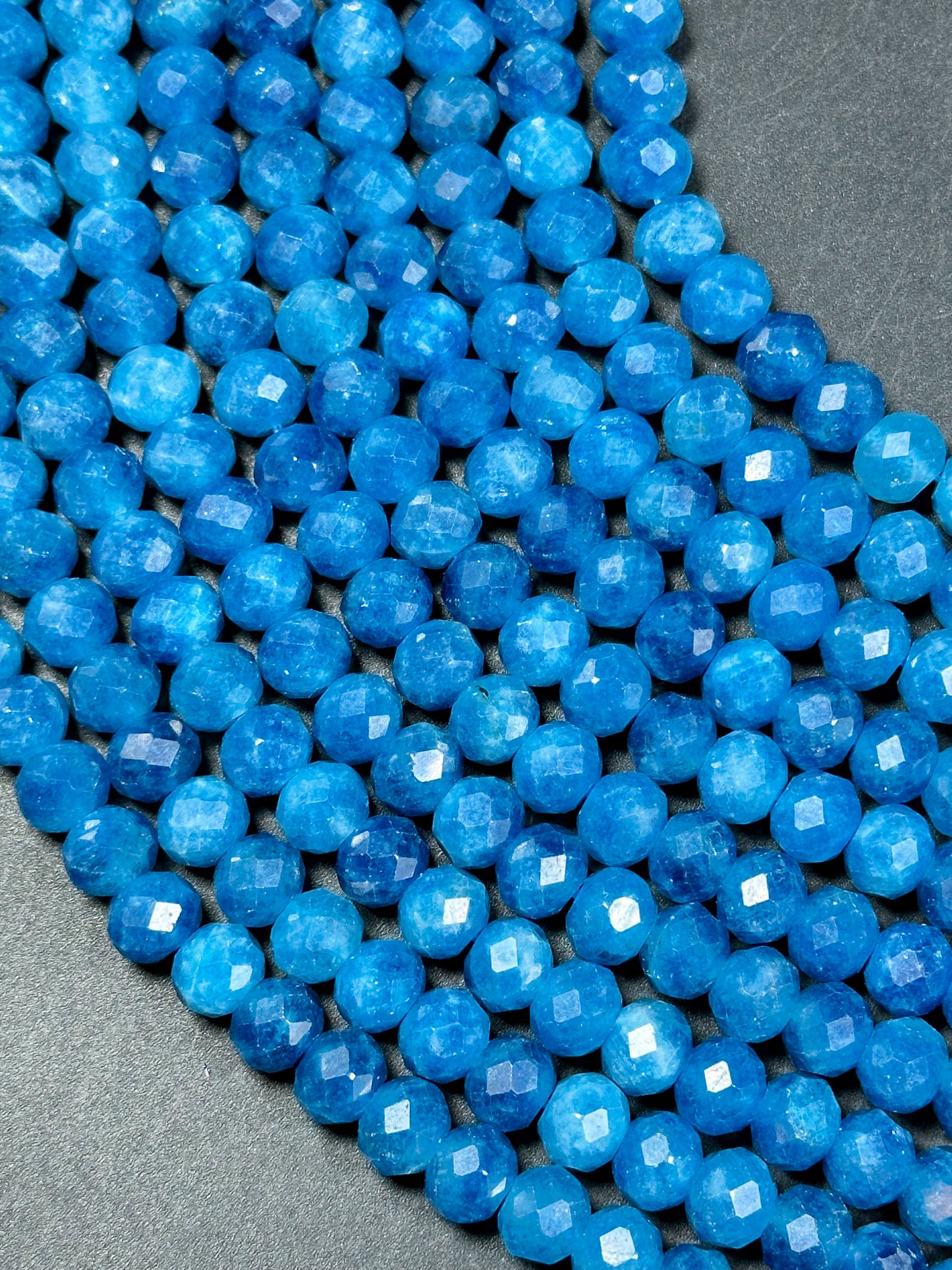 NATURAL Blue Apatite Gemstone Bead Faceted 6x5mm 8x6mm Rondelle Shape, Beautiful Blue Color Apatite Gemstone Bead, Great Quality Apatite 15.5"