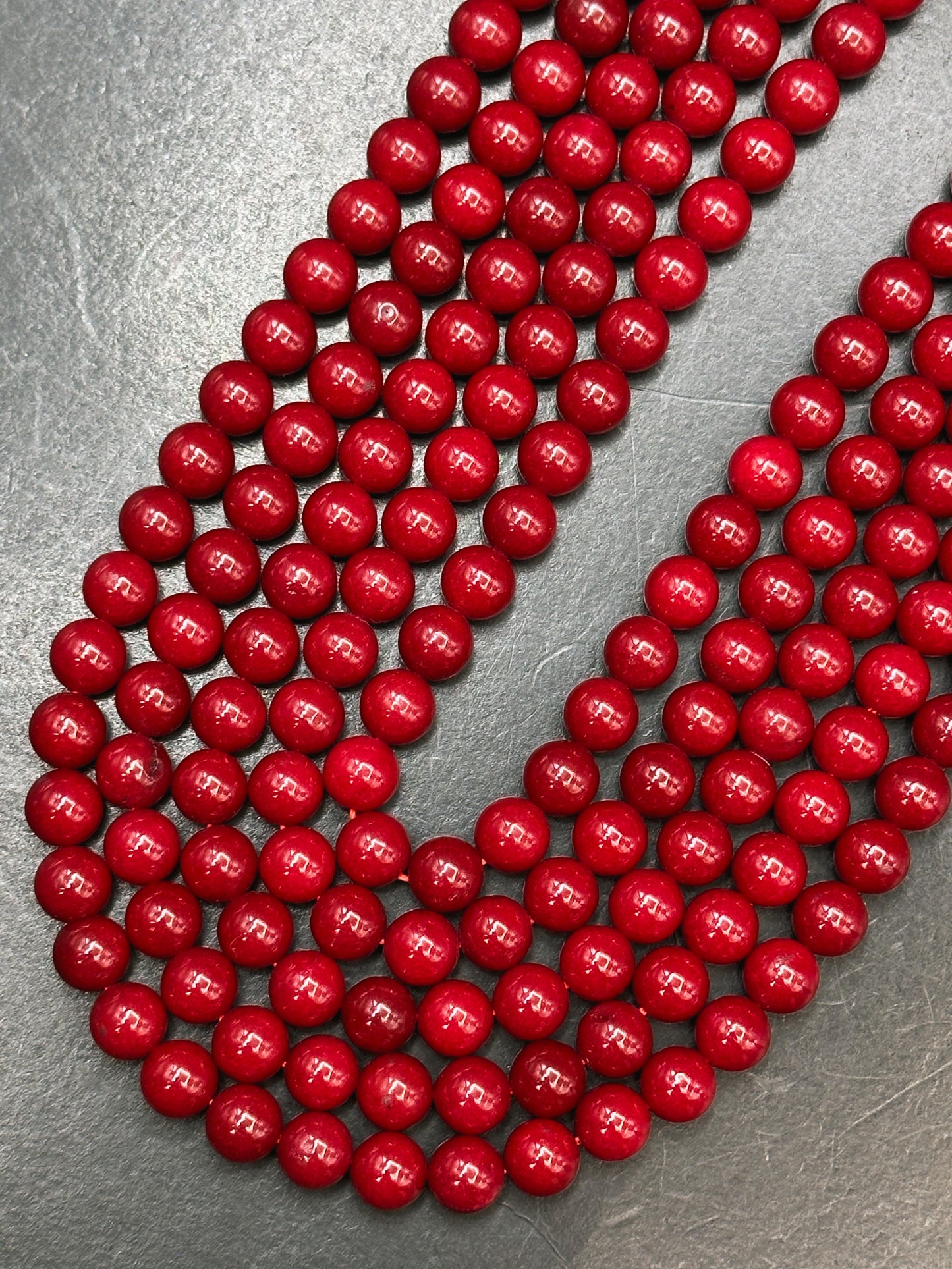 Natural Red Jade Gemstone Bead Smooth 6mm 8mm 10mm Round Beads, Gorgeous Deep Red Color Jade Gemstone Beads Full Strand 15.5"