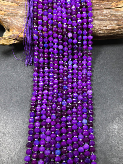 Natural Sugilite Gemstone Faceted 8x6mm Rondelle Shape Beads, Beautiful Natural Purple Heat Treated Color Sugilite Stone Beads 15.5" Strand