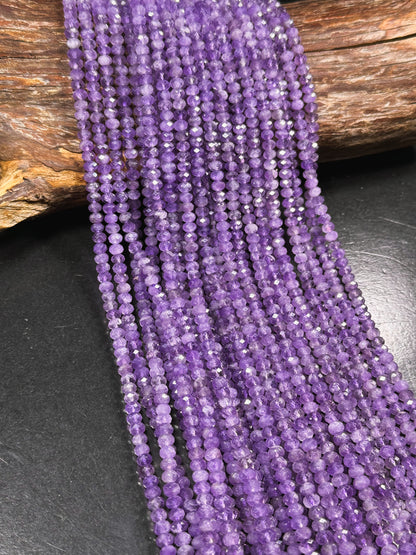 Natural Amethyst Gemstone Bead Faceted 3x5mm Rondelle Shape, Beautiful Natural Purple Amethyst Gemstone Bead Great Quality Full 15.5" Strand