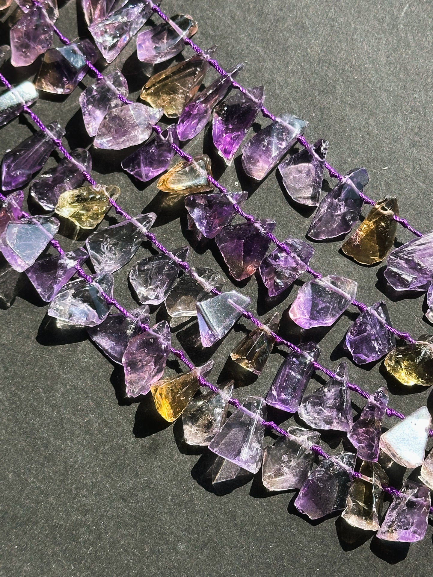 Natural Ametrine Gemstone Bead Freeform Teardrop Shape Bead, Gorgeous Natural Purple Amethyst Yellow Citrine Clear Color Ametrine Bead 15.5"