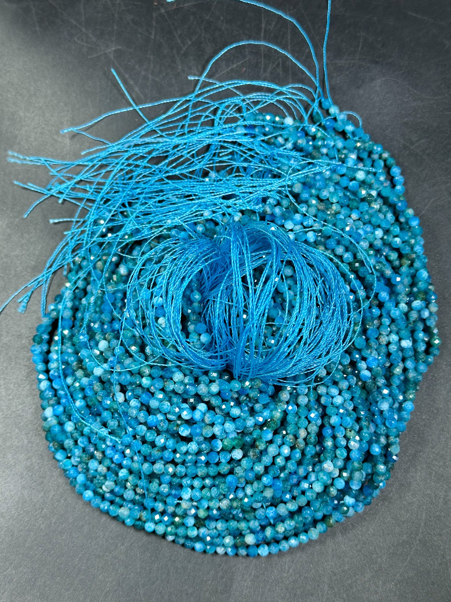 Natural Blue Apatite Gemstone Bead Faceted 4mm Round Bead, Gorgeous Natural Blue Color Apatite Gemstone Beads Great Quality Full Strand 15.5"