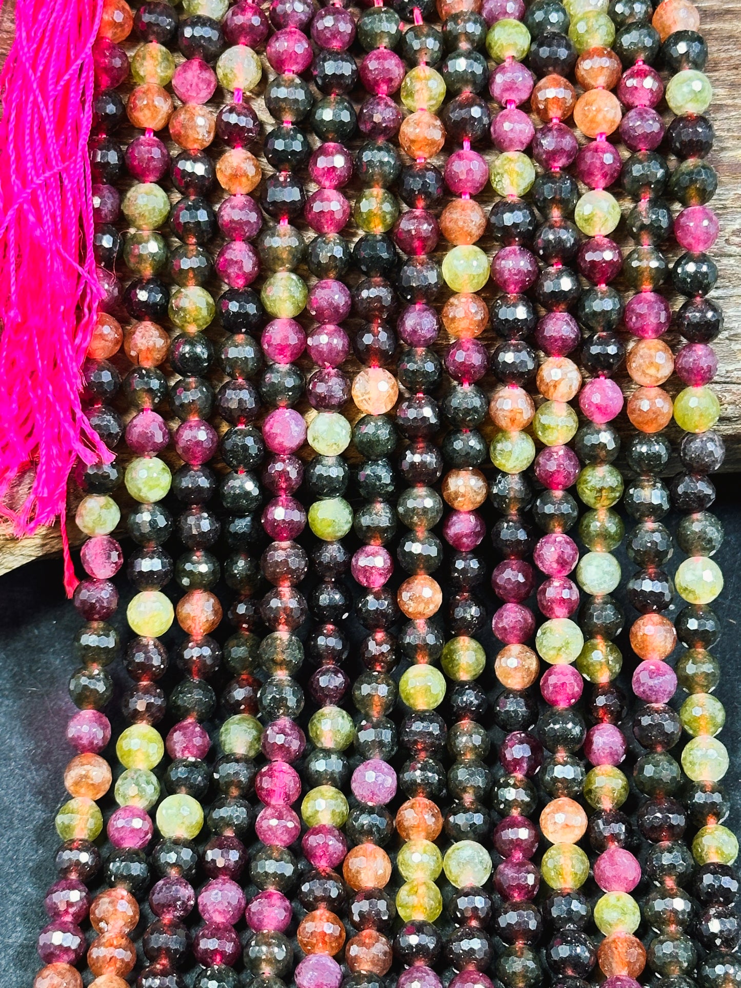 NATURAL Tourmaline Gemstone Bead Faceted 6mm Round Bead, Gorgeous Multicolor Tourmaline Gemstone Beads Full Strand 15.5" Great Quality Beads