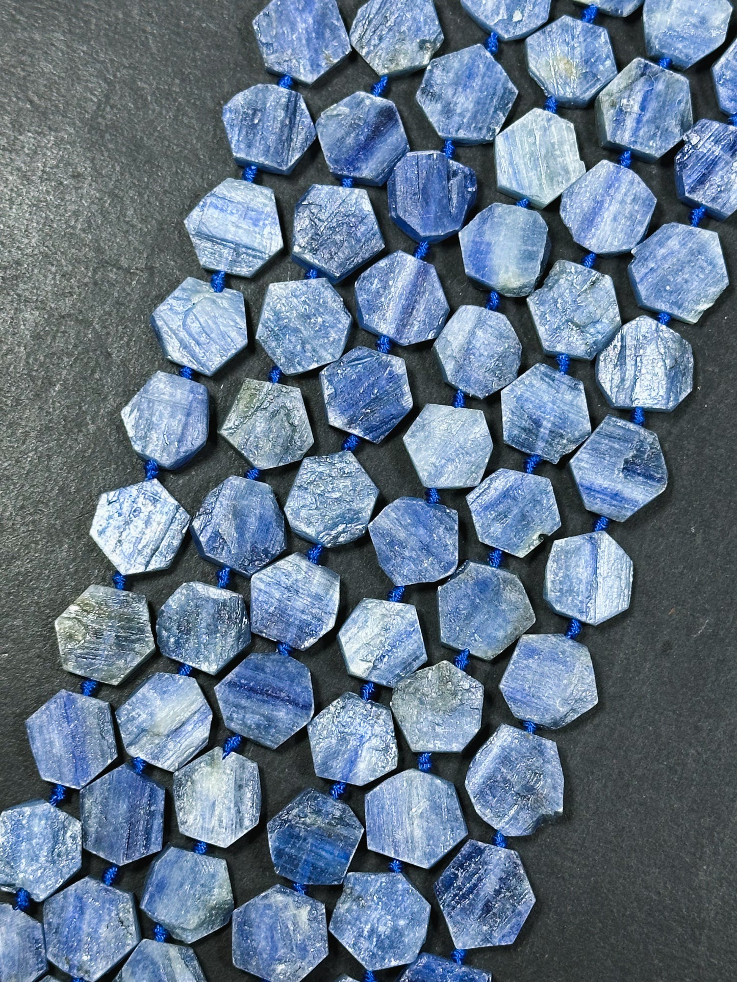 Natural Kyanite Gemstone Bead 14mm Hexagon Shape Bead, Beautiful Natural Blue Color Kyanite Gemstone Beads, Great Quality Full Strand 15.5"