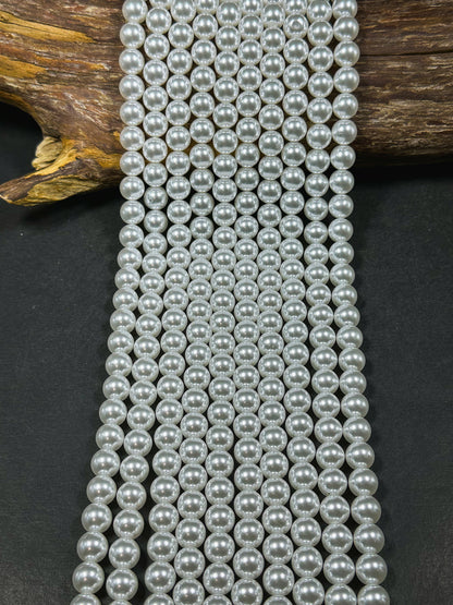 Swarovski Pearl Crystal Beads 4mm 6mm 8mm 10mm 12mm Round Bead, Beautiful White Swarovski Crystal Pearl Bead Genuine Round Swarovski Pearls 15.5"