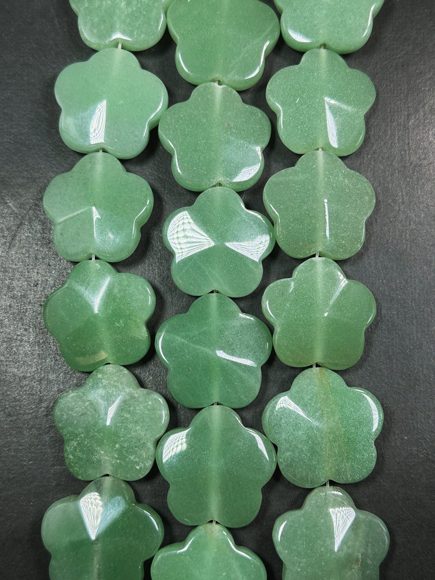 Natural Aventurine Gemstone Bead 30mm Flower Shape Beads, Beautiful Natural Green Color Jade  Aventurine Gemstone Beads, Full Strand 15.5"