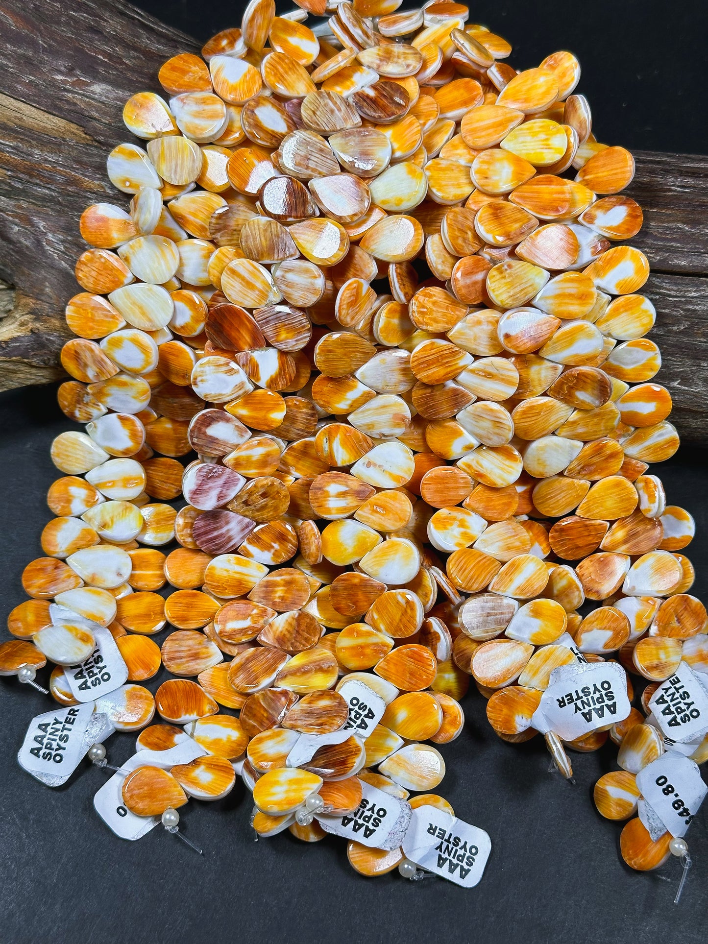 AAA Natural Spiny Oyster Shell Bead 15x10mm Teardrop Shape, Gorgeous Natural Orange Yellow Color Spiny Oyster Shell Beads Excellent Quality