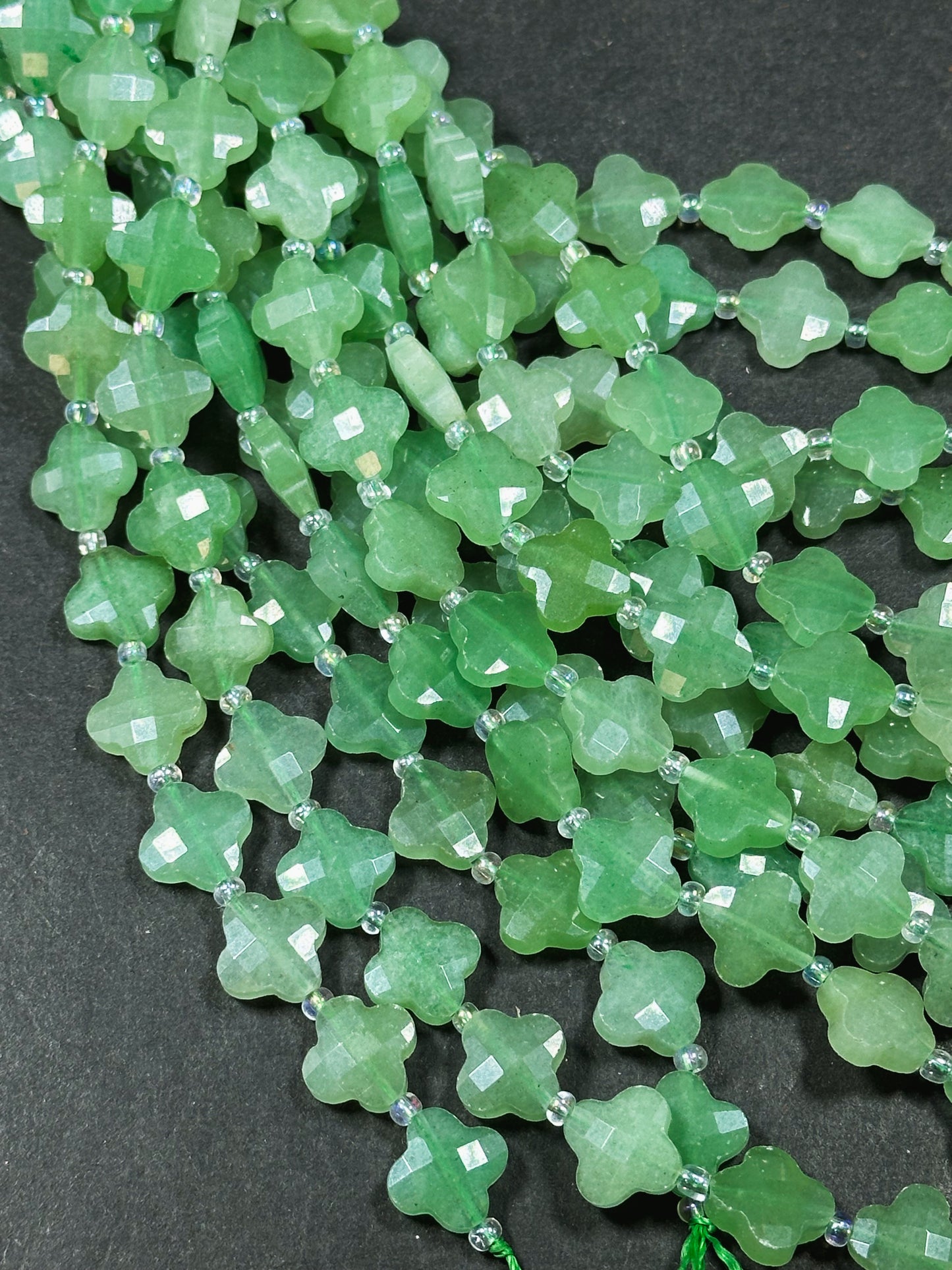 Natural Aventurine Gemstone Bead Faceted 12mm Clover Flower Shape Bead, Gorgeous Natural Green Color Aventurine Stone Beads 15.5" Strand